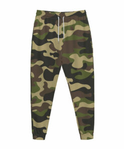 Army Green Camouflage Print Jogger Pants