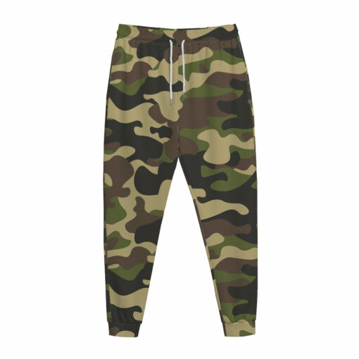 Army Green Camouflage Print Jogger Pants