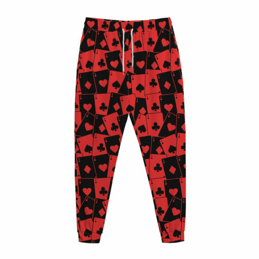 Black And Red Casino Card Pattern Print Jogger Pants