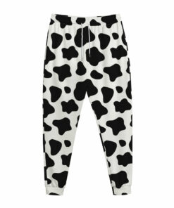 Black And White Cow Print Jogger Pants