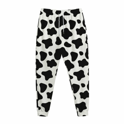 Black And White Cow Print Jogger Pants