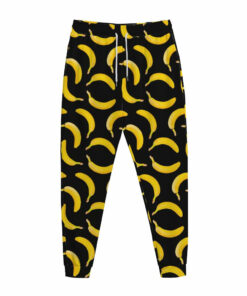 Black Banana Pattern Print Jogger Pants