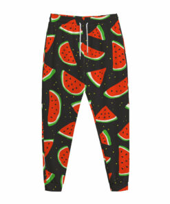 Black Cute Watermelon Pattern Print Jogger Pants