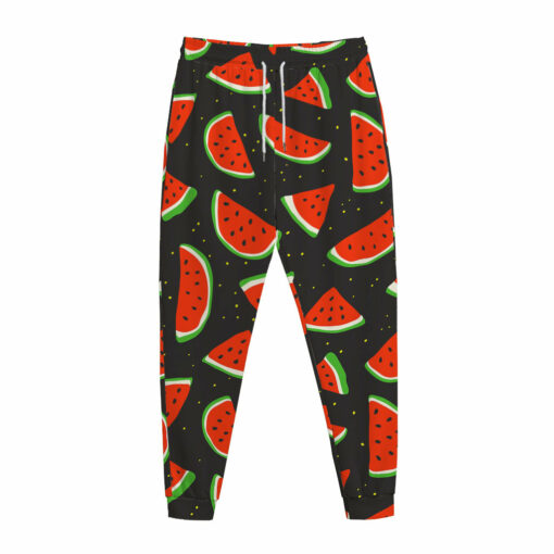 Black Cute Watermelon Pattern Print Jogger Pants