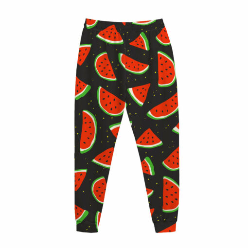 Black Cute Watermelon Pattern Print Jogger Pants
