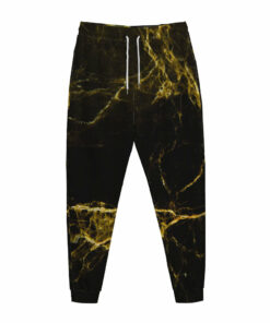 Black Gold Marble Print Jogger Pants