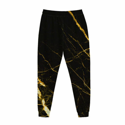 Black Gold Scratch Marble Print Jogger Pants