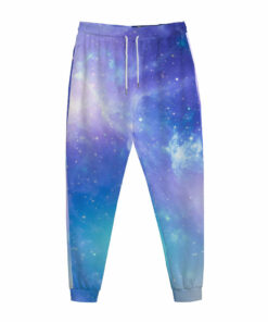 Blue Light Nebula Galaxy Space Print Jogger Pants