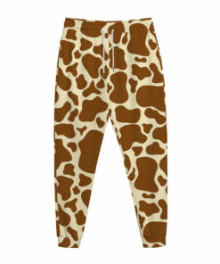 Brown Cow Print Jogger Pants