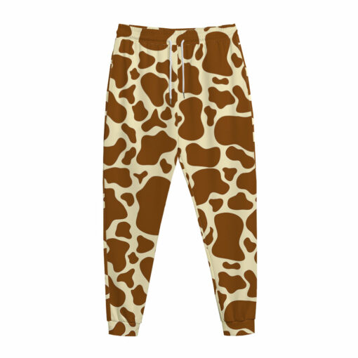 Brown Cow Print Jogger Pants
