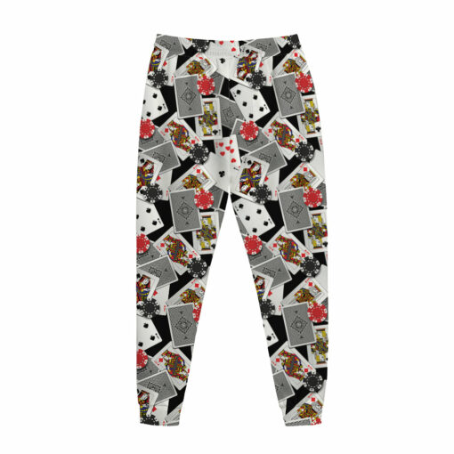 Casino Card And Chip Pattern Print Jogger Pants