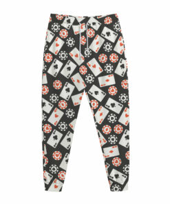 Casino Chip And Card Pattern Print Jogger Pants