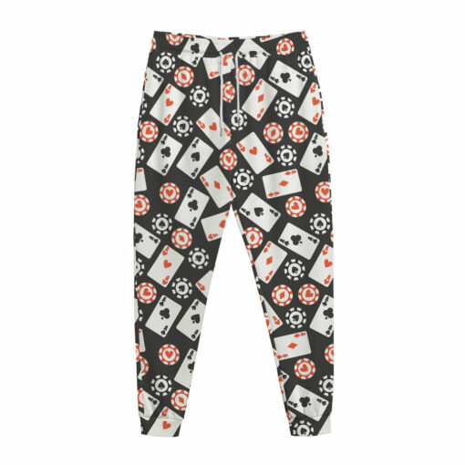 Casino Chip And Card Pattern Print Jogger Pants