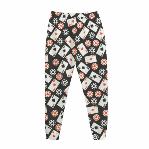 Casino Chip And Card Pattern Print Jogger Pants