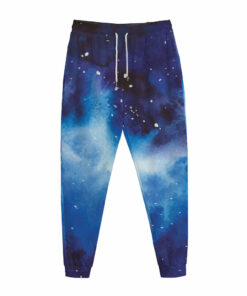 Dark Blue Galaxy Space Print Jogger Pants