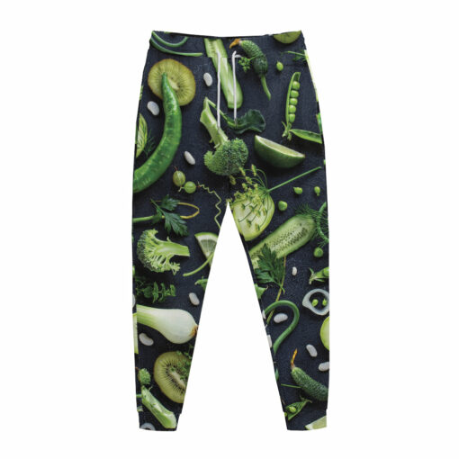 Fresh Green Fruit And Vegetables Print Jogger Pants