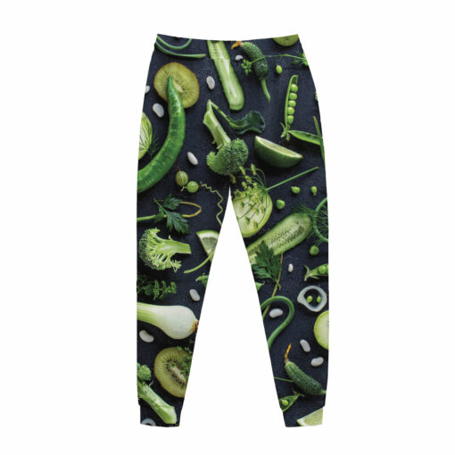 Fresh Green Fruit And Vegetables Print Jogger Pants