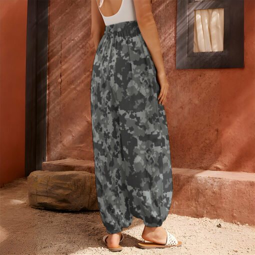 Grey Digital Camo Pattern Print Harem Pants