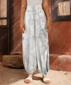 Grey Marble Stone Print Harem Pants