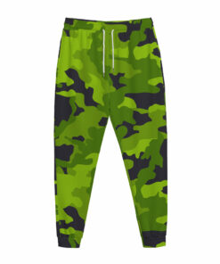 Lime Green Camouflage Print Jogger Pants