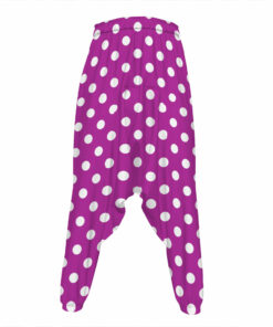 Purple And White Polka Dot Pattern Print Hammer Pants