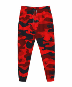 Red And Black Camouflage Print Jogger Pants