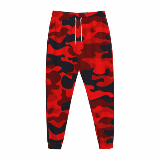 Red And Black Camouflage Print Jogger Pants