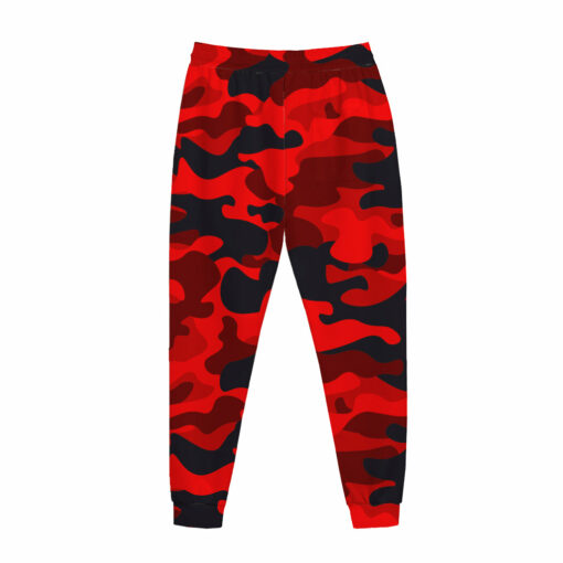 Red And Black Camouflage Print Jogger Pants