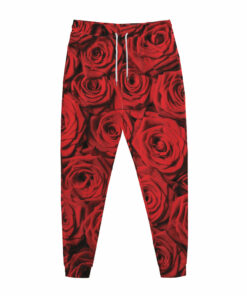 Red Rose Print Jogger Pants
