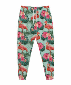 Tropical Floral Flamingo Pattern Print Jogger Pants