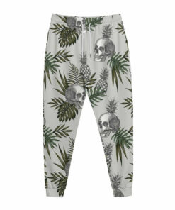 Tropical Pineapple Skull Pattern Print Jogger Pants