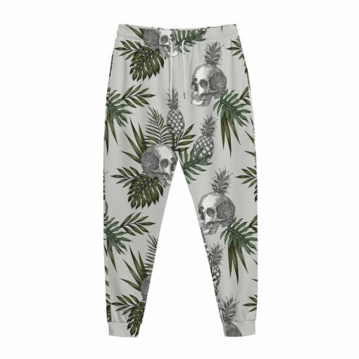 Tropical Pineapple Skull Pattern Print Jogger Pants