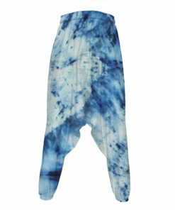 White And Blue Tie Dye Print Hammer Pants