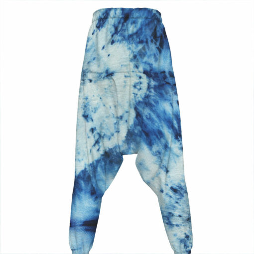 White And Blue Tie Dye Print Hammer Pants