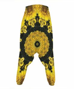 Yellow Flower Kaleidoscope Print Hammer Pants