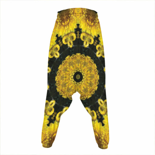 Yellow Flower Kaleidoscope Print Hammer Pants