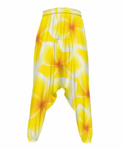 Yellow Frangipani Pattern Print Hammer Pants