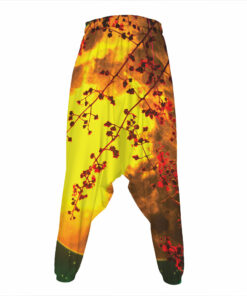 Yellow Full Moon Print Hammer Pants
