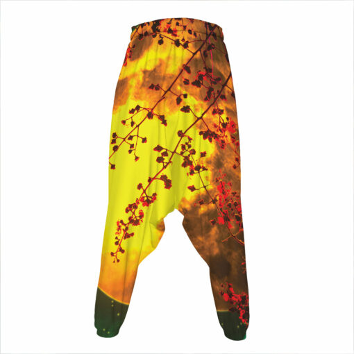 Yellow Full Moon Print Hammer Pants