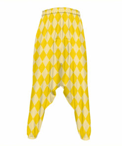 Yellow Harlequin Pattern Print Hammer Pants