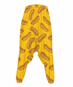 Yellow Hot Dog Pattern Print Hammer Pants