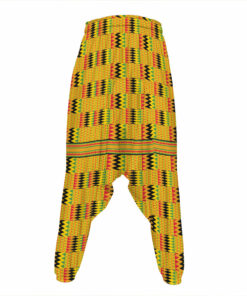 Yellow Kente Pattern Print Hammer Pants