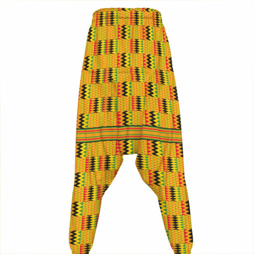 Yellow Kente Pattern Print Hammer Pants