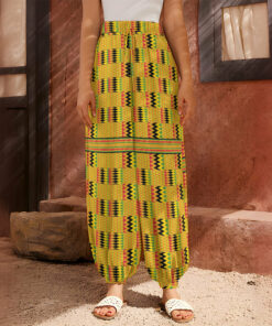 Yellow Kente Pattern Print Harem Pants