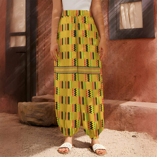 Yellow Kente Pattern Print Harem Pants