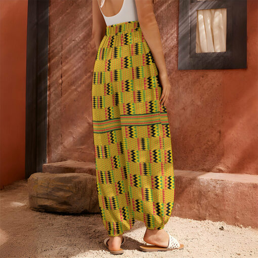 Yellow Kente Pattern Print Harem Pants