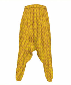 Yellow Knitted Pattern Print Hammer Pants