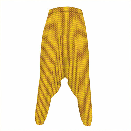 Yellow Knitted Pattern Print Hammer Pants