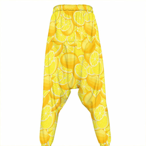 Yellow Lemon Pattern Print Hammer Pants