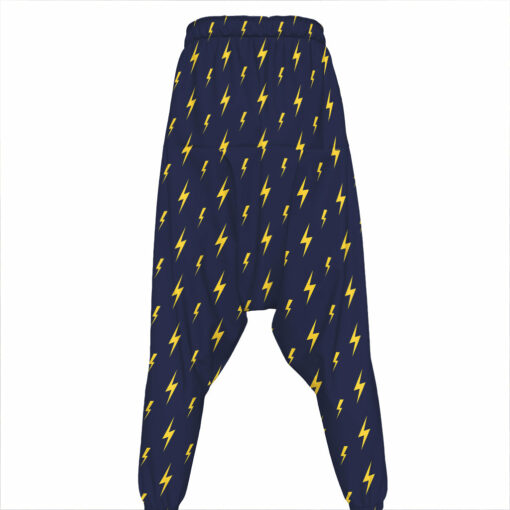 Yellow Lightning Bolts Pattern Print Hammer Pants
